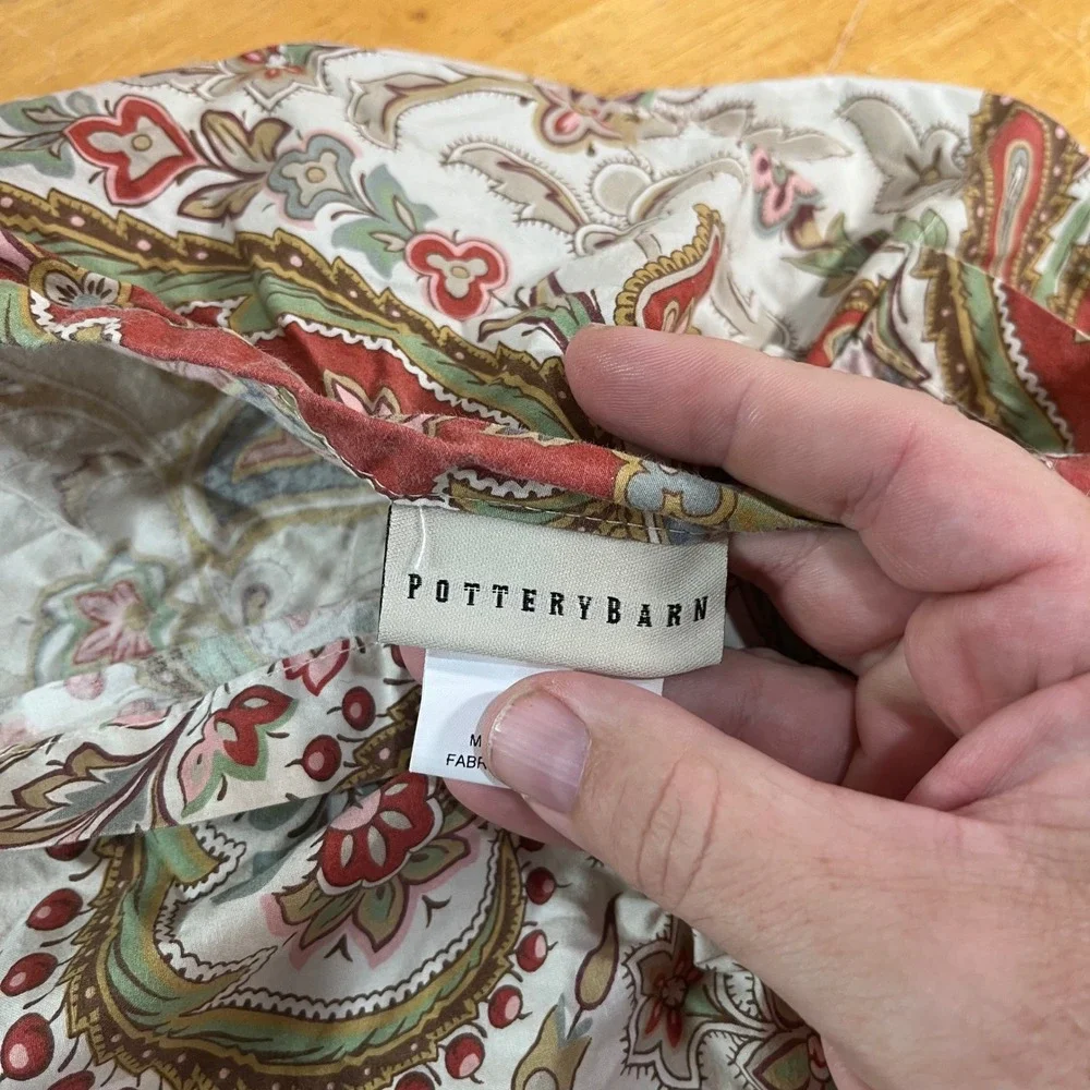 Pottery Barn Duvet Cover Set Full/Queen Red Paisley Vtg Excellent Cotton
